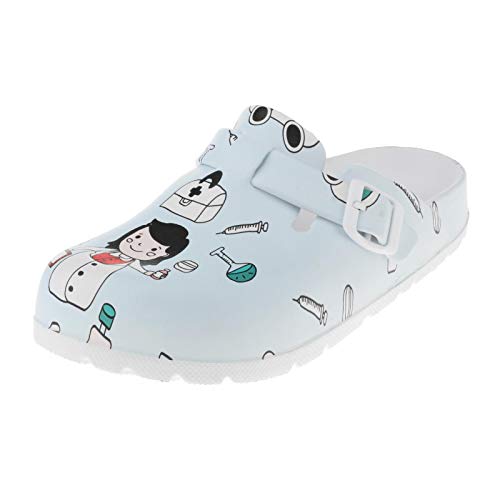 FITYLE Clog Clogs Damen Bunt Weiß Motiv. Shoes für Krankenschwestern, Ärzte oder Pflegekräfte - 36 37 von LOL-FUN