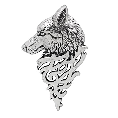 FITYLE F Herren Schmuck, Brosche Anstecknadel, Wolf Muster, Hochzeitsschmuck, Antikes Silber von F Fityle