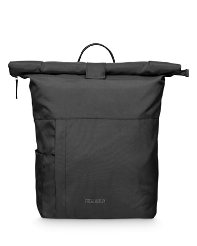 FITZ & HUXLEY Rolltop Rucksack 21L - Ocean Rolltop - Backpack Damen und Herren Unisex mit Laptopfach - aus recyceltem Meeresplastik (vegan) - black von FITZ & HUXLEY