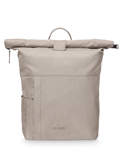 FITZ & HUXLEY Rolltop Rucksack 21L - Ocean Rolltop - Backpack Damen und Herren Unisex mit Laptopfach - aus recyceltem Meeresplastik (vegan) - lightgrey von FITZ & HUXLEY
