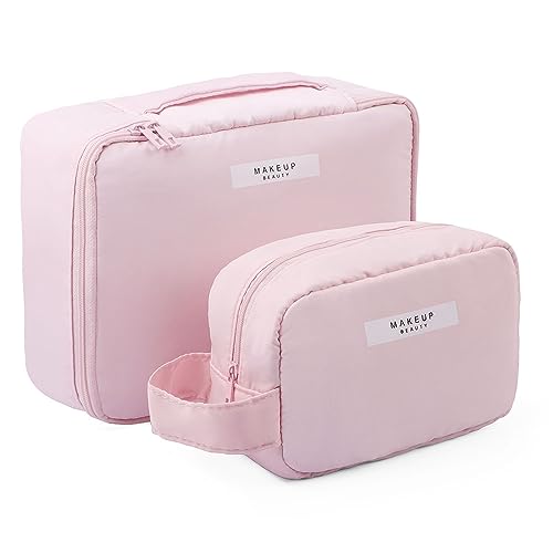 FIVAVA 2 Stück Kosmetiktasche Große Klein, Kosmetiktasche Damen Mädchen Reise Schminktasche wasserdichte, Reise Kosmetiktasche PU-Futter Kosmetik Tasche, Make up Tasche Tragbare Rosa FIVAVA 2 Stück Kosmetiktasche Große Klein, Kosmetiktasche Damen Mädchen Reise Schminktasche wasserdichte, Reise Kosmetiktasche PU-Futter Kosmetik Tasche, Make up Tasche Tragbare Rosa von FIVAVA