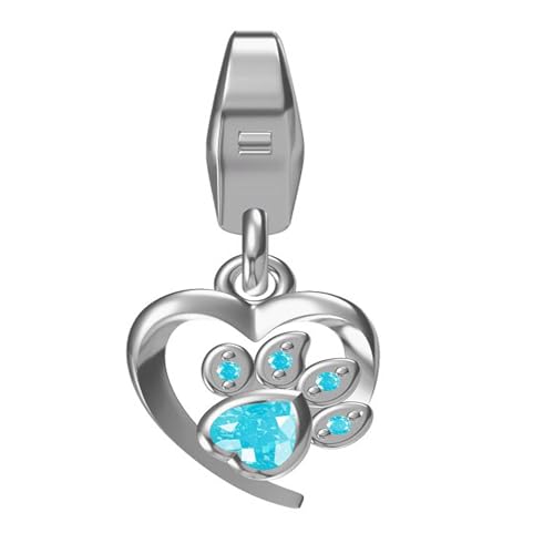 FIVE-D Charms Beat Anhänger Pfote Tatze 925 Sterling Bettelarmband Kinder Damen (Blau) von FIVE-D