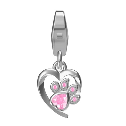 FIVE-D Charms Beat Anhänger Pfote Tatze 925 Sterling Bettelarmband Kinder Damen (Rosa) von FIVE-D