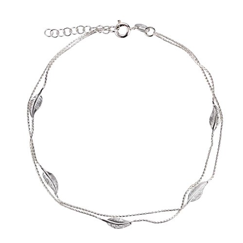 FIVE-D Fusskette Fusskettchen Blatt zwei Reihen 925 Sterling Silber von FIVE-D