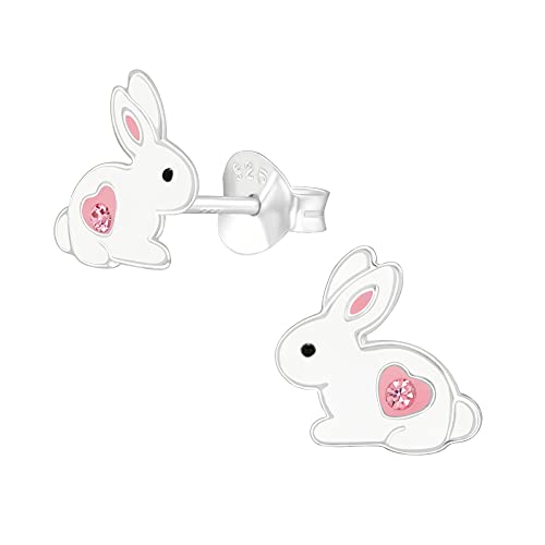 FIVE-D Kinder Ohrringe Ohrstecker Hase 925 Sterling Silber Ostern (Hase-Herz) von FIVE-D