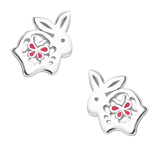 FIVE-D Kinder Ohrringe Ohrstecker Hase 925 Sterling Silber Ostern (Schmetterling-Hase) von FIVE-D