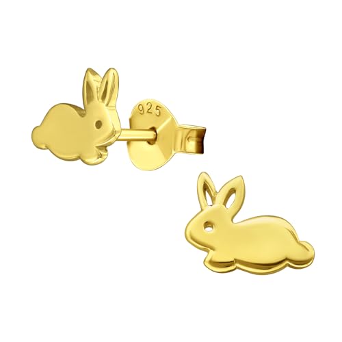 FIVE-D Kinder Ohrringe Ohrstecker Hase 925 Sterling Silber Ostern (Hase-gold) von FIVE-D