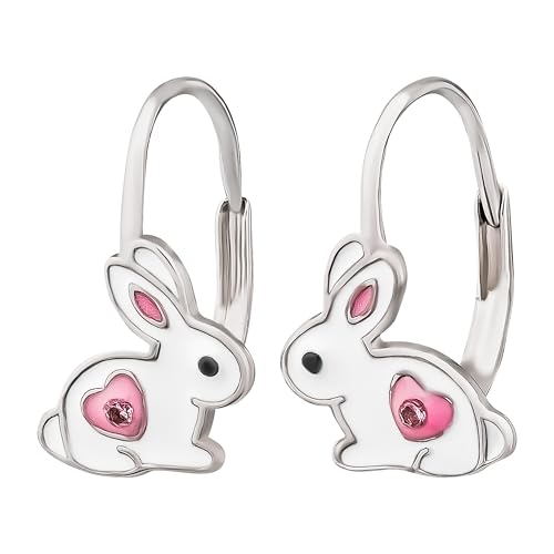 FIVE-D Kinder Ohrringe Ohrstecker Hase 925 Sterling Silber Ostern (Ohrhänger - Premium Weiss) von FIVE-D