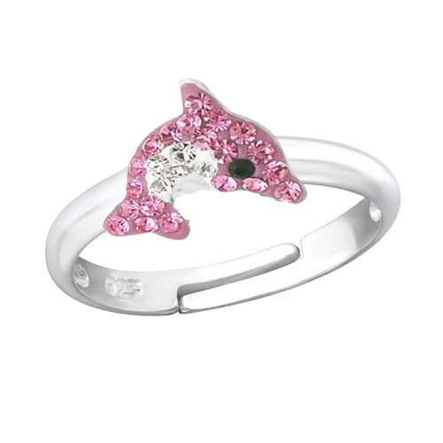 FIVE-D Kinder- und Mädchen Ring Delfin 925 Sterling Silber (Delfin-Rosa) von FIVE-D