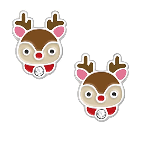 FIVE-D Ohrringe Weihnachten Nikolaus Rentier 925 Sterling Silber Kinder Ohrstecker Damen (Kleines Rentier) von FIVE-D