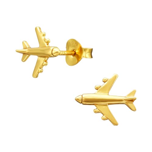 FIVE-D Ohrstecker Ohrringe Flugzeug 925 Silber gold (Gold) von FIVE-D