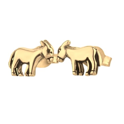 FIVE-D Ohrstecker Ohrringe Pferd Pony Galopp 925 Silber (Esel-gold) von FIVE-D