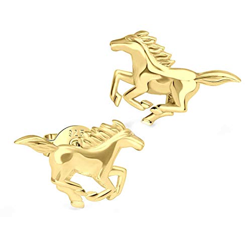 FIVE-D Ohrstecker Ohrringe Pferd Pony Galopp 925 Silber (Gold) von FIVE-D