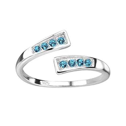 FIVE-D Ring Zehenring Zehring Zirkonia Fußschmuck 925 Sterling Silber (Hellblau-Silber) von FIVE-D