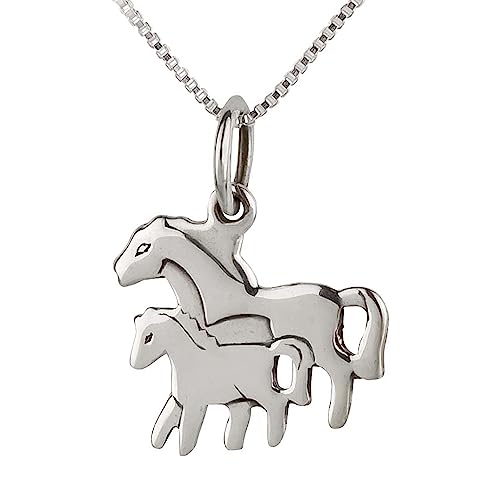 FIVE-D Set Kette Anhänger Pferd Pony 925 Silber Kinderanhänger (Silber-Kette: 36 cm) von FIVE-D