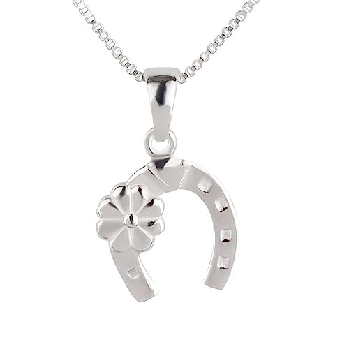 FIVE-D Set Kette Anhänger kleines Pferd Pony 925 Silber Kinderanhänger (Hufeisen-Kette42-40) von FIVE-D