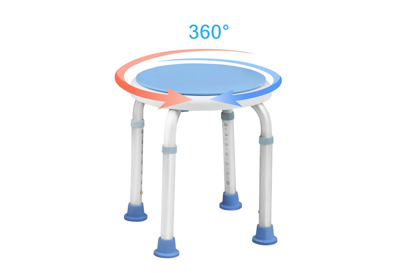 FIVMEN Duschhocker Duschstuhl 36-51cm Höhenverstellbar und 360° Drehbar Badsitz von FIVMEN