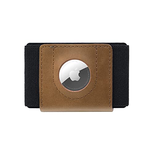 FIXED Smart Wallet für AirTag | Ledergeldbörse | Handgenäht in Tschechien (Tiny, Braun) von FIXED