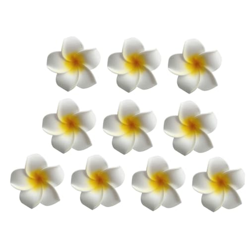 FIXOSHEE 10 Stück Teiliges Hawaii Style Haarnadel Gelbe Künstliche Frangipani Blumen Haarklammern mit Clip Einzigartige Haarschmuck Accessoires für Strand und Luau Partys Mädchen von FIXOSHEE