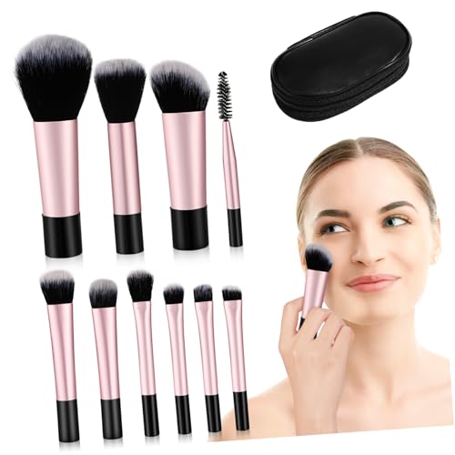 FIXOSHEE 10 Stück Teiliges Mini Make up Pinselset Reisegröße mit Weichen Hautfreundlichen Borsten Kompakt und Tragbar als Reise accessoire und für Frauen von FIXOSHEE