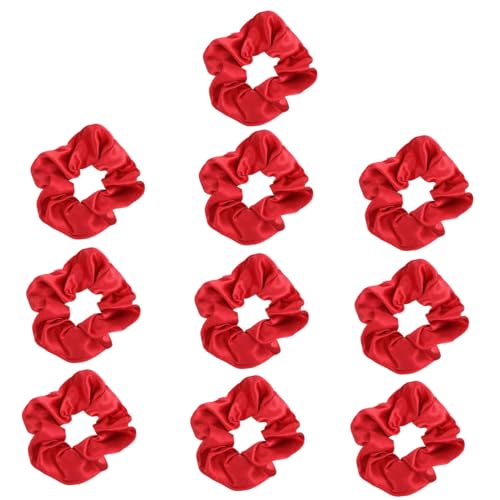 FIXOSHEE 10 Stück Teiliges Rote Weihnachts Scrunchies aus Glattem Elastische Haargummis für Pferdeschwanz und Lockiges Haar Weiche Dehnbare Haarbänder für Mädchen Modischer Haarschmuck von FIXOSHEE