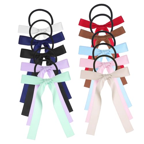 FIXOSHEE 10 Stück Teiliges Satin Haarband mit Schleifen Weiche Langlebige Ponytail Halter in Farben Schonende Haargummis für Mädchen Vielseitige Styling Accessoires für Eleganten Look von FIXOSHEE