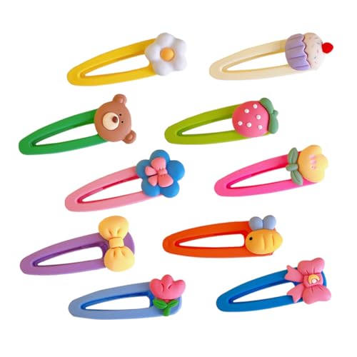 FIXOSHEE 10 Stück Teiliges Set Kawaii Haarspangen mit Niedlichen Cartoon Früchten Kleine Haarklammern für Mädchen Bunte Haarschmuck Accessoires Vielseitig für Alltag Partys und Besondere von FIXOSHEE