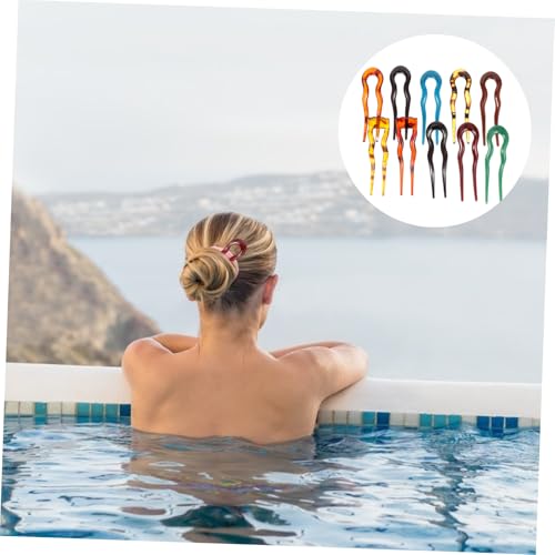 FIXOSHEE 10 Stück Teiliges U förmiges Retro Haarclips aus Robustem Kunststoff Leopardenmuster und Bunte Farben für Frauen und Mädchen Fester Sitz Kratzfrei Eleganter Haarschmuck für Alltag von FIXOSHEE