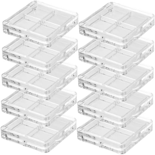 FIXOSHEE 10 Stück Transparente Fach Lidschatten Aufbewahrungsboxen Leer zum DIY Make Up Mischen und Kosmetik Organisieren für Lidschatten Lippenstift und Puder von FIXOSHEE