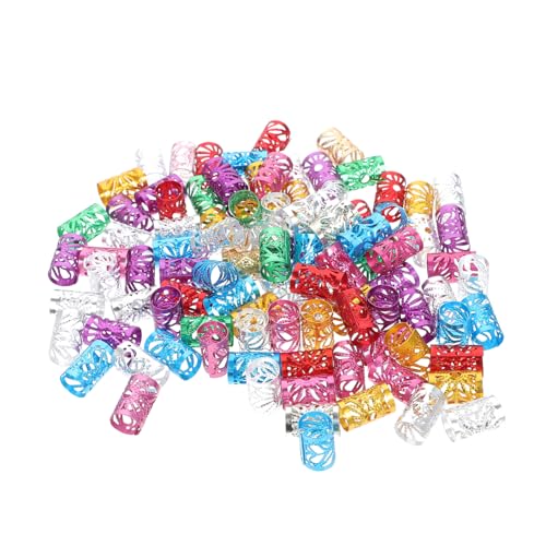 FIXOSHEE 100 Stück Teiliges Bunte Haarring Dreadlocks Schmuck aus Hochwertigem Verstellbare Haarringe für Zöpfe und Haarverlängerungen Kratzfeste Haarperlen für Frauen und Männer Einfach von FIXOSHEE