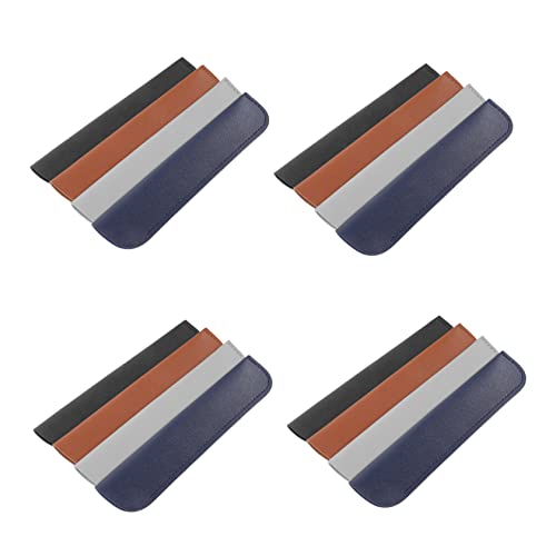 FIXOSHEE 12 Stück Teiliges Leder Pen Sleeve Einzelner Stifthalter mit Elastischem Band Kratzfestes PU Material Leicht und Geeignet für Kugelschreiber Schwarz Braun Dunkelblau von FIXOSHEE