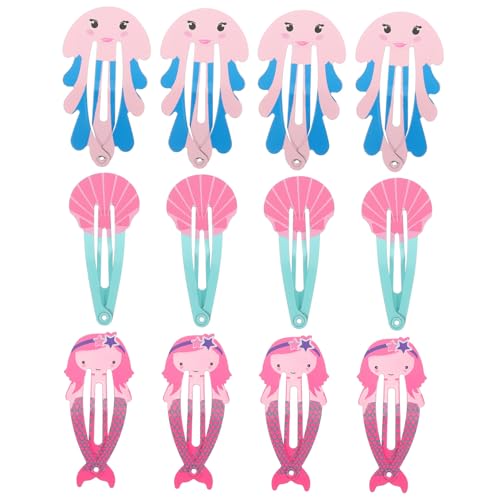 FIXOSHEE 12 Stück Teiliges Meerjungfrau Haarschmuck aus Metall Süße Haarspangen für Mädchen Langlebige Haarklammern für Partys Schule und Geburtstagsgeschenke von FIXOSHEE