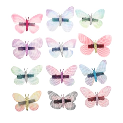 FIXOSHEE 12 Stück Teiliges Schmetterling Haarspangen Doppelter Tüll Haarclip Haarschmuck für Damen Mädchen Stabile Frisuren Vielseitig Kombinierbar für Hochzeiten Partys Festliche Anlässe von FIXOSHEE