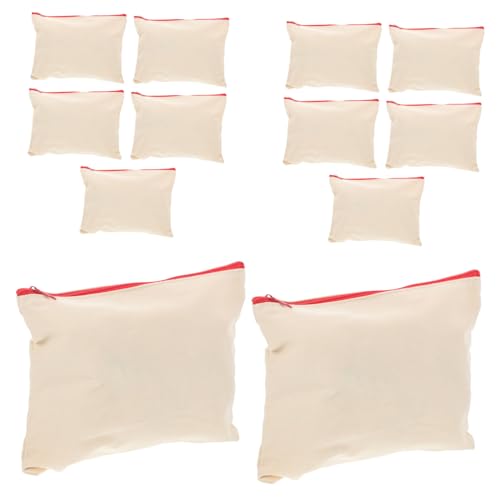 FIXOSHEE 12 Stück Canvas Federmäppchen Quadratisch Einfarbig mit Reißverschluss 23,5 Stück 17cm für Schule und Büro von FIXOSHEE