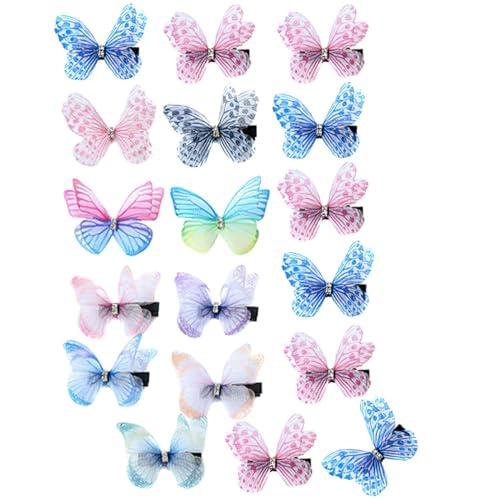 FIXOSHEE 18 Stück Teiliges Mini Schmetterling Haarclips Doppellagige Tüll Accessoires Leichte Metallspangen Zauberhafte Haar dekoration für Frauen und Mädchen für Partys Zufällige Farbe von FIXOSHEE
