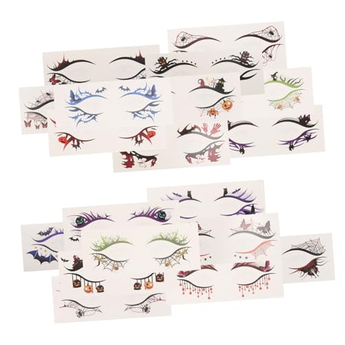 FIXOSHEE 19 Stück Teiliges Halloween Augen-make-up Wasserdichte Temporäre Eyeliner Tattoos mit Kürbis und Spinnennetz Schnelle Anwendung Party Karnevalsdekoration für Frauen und Mädchen von FIXOSHEE