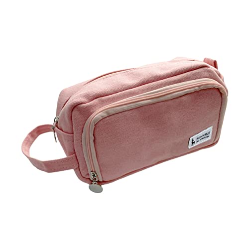 FIXOSHEE 1Stück Mäppchen Hochwertigem Canvas Rosa Doppelstöckige Schreibwarenaufbewahrung für Lehrer für und Reisen Strapazierfähig von FIXOSHEE