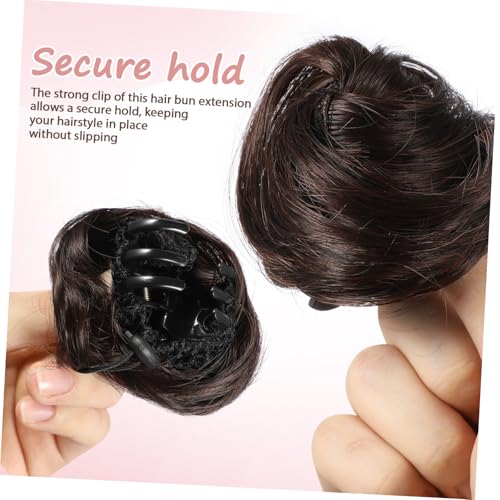 FIXOSHEE 2 Krallen Clip Haarteil Dunkelbraun Dutt Haargummi Leicht Komfortabel Starker Griff Für Damen Mädchen Stylischer Haarklammer Haarverlängerung Accessoire von FIXOSHEE