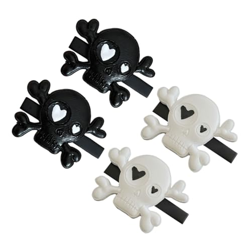 FIXOSHEE 2 Paare Halloween Haarklammern Skull Clips Goth Hair Accessories Punk Skelett Haarspangen in Schwarz und Weiß Halloween Haarschmuck für Damen und Mädchen Passend zu Kostüm und von FIXOSHEE