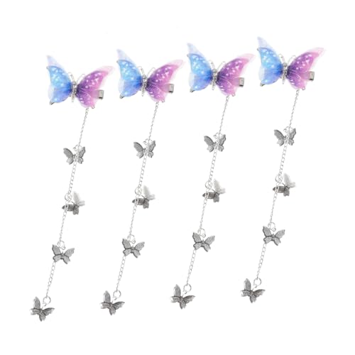 FIXOSHEE 2 Paare Schmetterling Haarklammer mit Quaste Zarte Stoffspange in Violett blau Eleganter Haarschmuck für Damen und Mädchen Vielseitig für Alltag Hochzeit Festlichkeiten Geeignet von FIXOSHEE