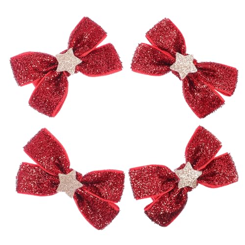 FIXOSHEE 2 Paare Weihnachts Bowknot Haargummis Haarschmuck Schleifen Haarbänder für Mädchen Ponytail Styling Festliche Haarring Clips in Rot für Junge Mädchen und Kleinkinder von FIXOSHEE
