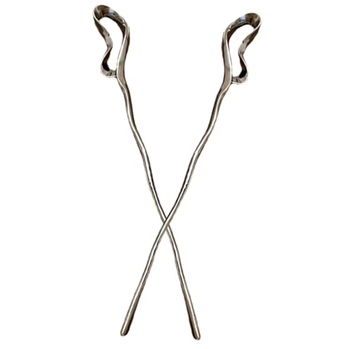 FIXOSHEE 2 Stck Chinesische Haarstäbchen Metall Haarnadeln für Frauen Unregelmäßiges Design Eleganter Haarschmuck zum Hochstecken Dekorative Haarnadeln für Verschiedene Frisuren und von FIXOSHEE
