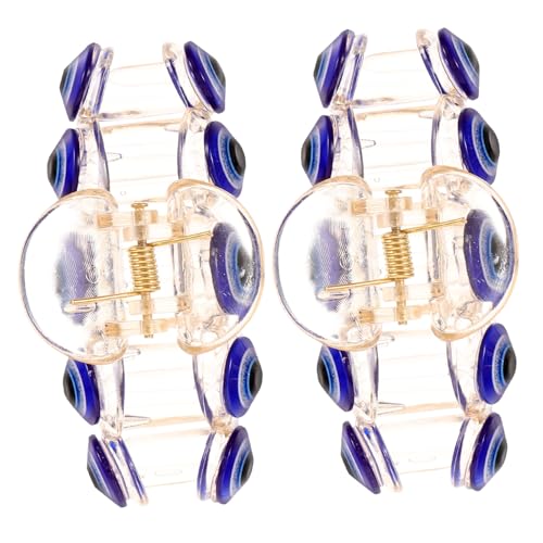 FIXOSHEE 2 Stck. Große Haarklammern mit Blauem Bösem Blick Dekorative Haarkrallenclips für Damen Fester Griff für Dünnes und Dickes Haar Praktisch für Alltag Hochzeit und Festtage von FIXOSHEE