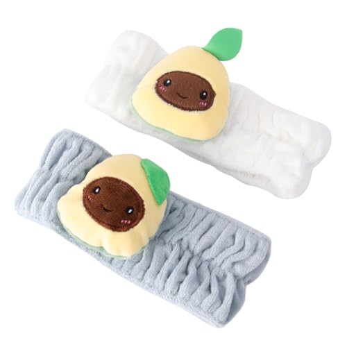 FIXOSHEE 2 Stück Avocado Stirnband Elastisch Angenehm Weich für Make Up Gesichtspflege Spa und Sport Weiß Kosmetisches Haarband von FIXOSHEE