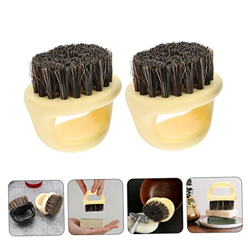 FIXOSHEE 2 Stück Bartbürste aus Langlebigen Wildschweinborsten Multifunktional für Bartstyling Hautpeeling und Haarentfernung Leicht und Praktisch für Herren und Friseursalons von FIXOSHEE