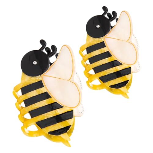 FIXOSHEE 2 Stück Biene Haarnadel Klauenclip aus Acetat Biene Haarspange Haarfangclips Bienen Dekorationen Tierhaarklaue Haarschmuck für Frauen Dutt Haarklaue Haarkieferklemme PVC Gelb von FIXOSHEE