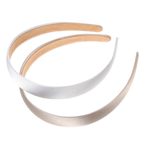 FIXOSHEE 2 Stück Breites Stoff Stirnband Damen Haarschmuck Weiches Kopfband Komfortabel für Sport Alltag Hochzeit Alltagsschmuck in Gold und Weiß von FIXOSHEE