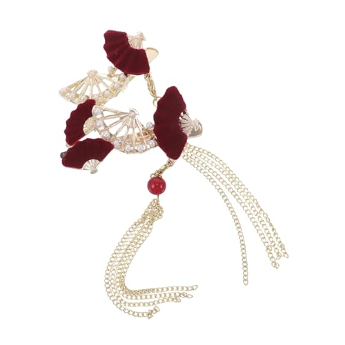 FIXOSHEE 2 Stück Dekorative Haarklammern mit Quasten und Flockierten Perlen Chinesischer Fächer Design Haarschmuck für Damen Sicherer für Seitliche und Stirnhaare Leicht und Langlebig von FIXOSHEE