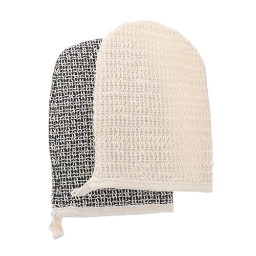FIXOSHEE 2 Stück Doppelseitige Natürliche Sisal Peelinghandschuhe Badehandschuhe mit Effektiver Hautreinigung und Massage für Damen und Herren zur Porentiefen Körperpflege im Bad Dusche von FIXOSHEE