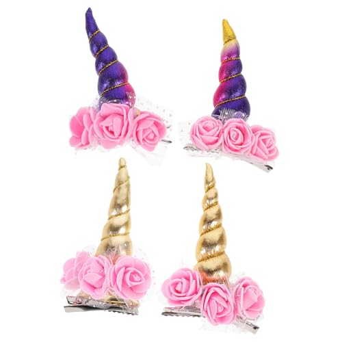 FIXOSHEE 2 Stück Einhorn Haarspangen für Mädchen Cartoon Haarnadeln in Gold Leichte und Langlebige Haarschmuck Accessoires Geeignet für Halloween Geburtstagsfeiern Babygeschenke von FIXOSHEE